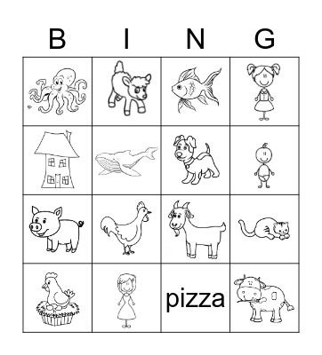 Family & Animals Bingo Card