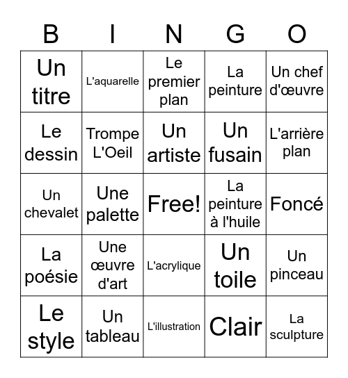 Les Arts Bingo Card