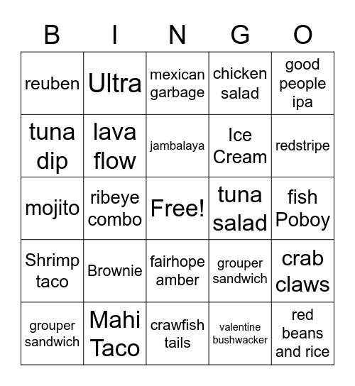 Tacky Jacks Bingo Card