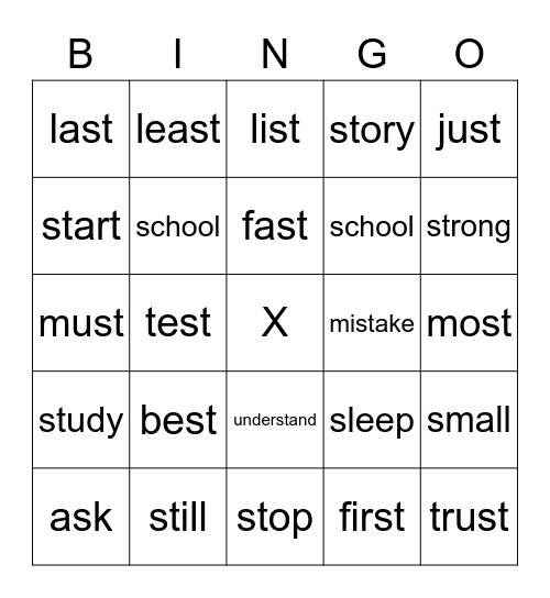 Mixed S Blends Bingo Card