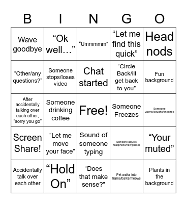 Unit Bingo Card