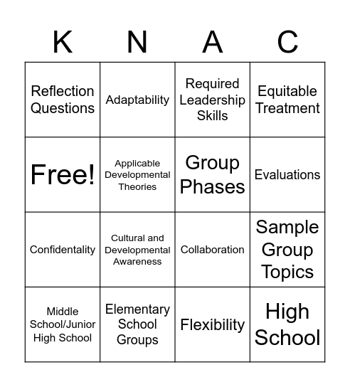 Fantastic 4 Literature Circle KNAC Bingo Card