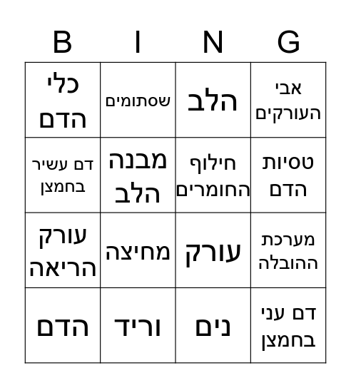 מערכת ההובלה Bingo Card