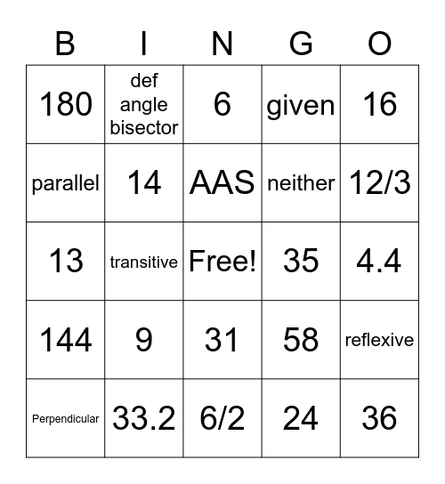 PMA Review Bingo Card