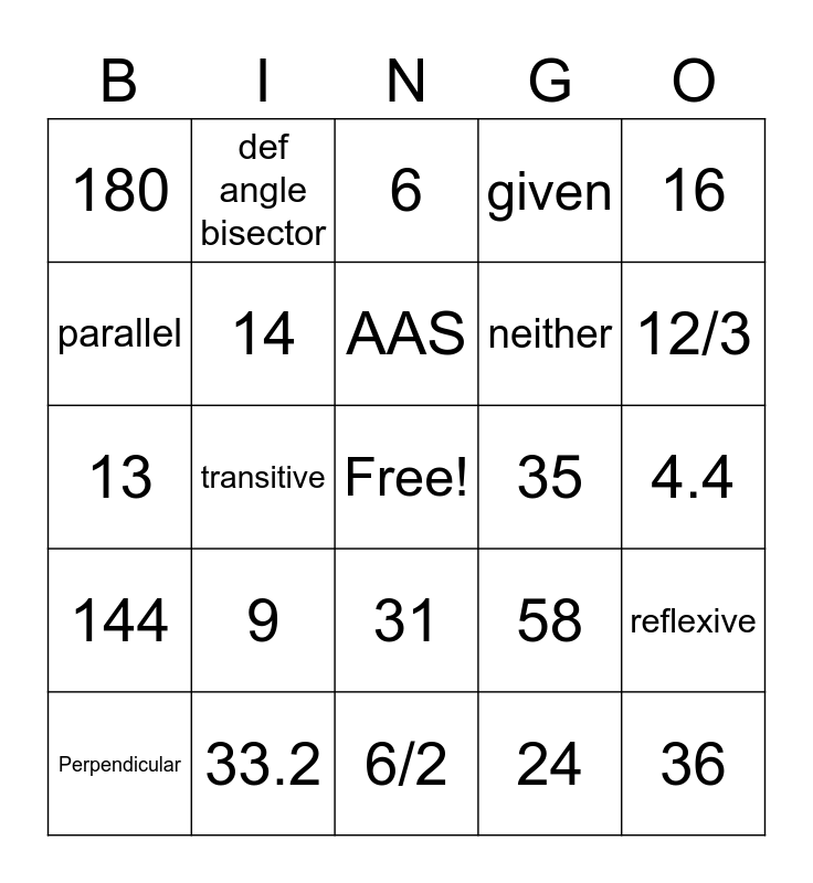 PMA Review Bingo Card