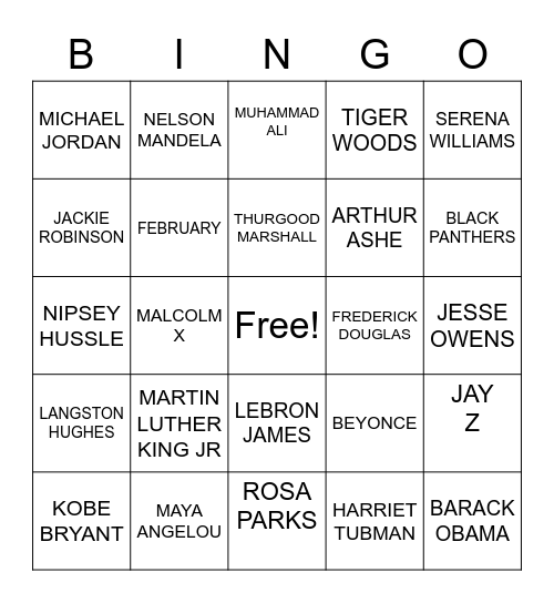 BLACK HISTORY MONTH Bingo Card