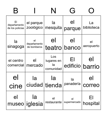 La comunidad Bingo Card