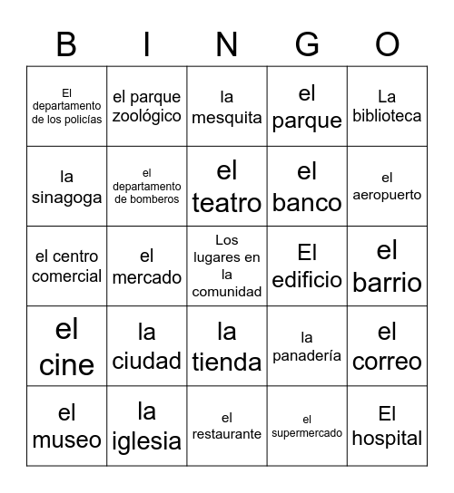 La comunidad Bingo Card