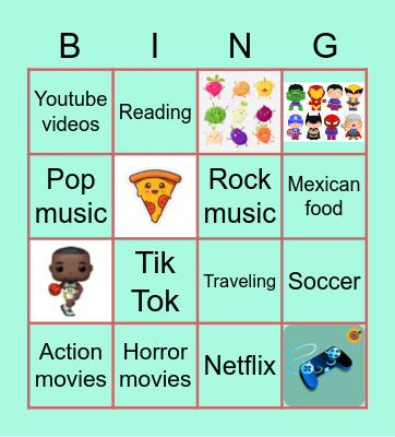 Me too / Me neither Bingo Card