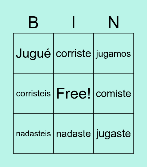 Pretérito bingo Card