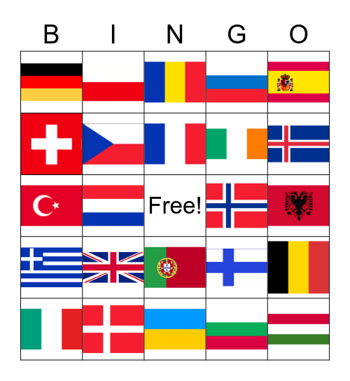European Flags Bingo Card