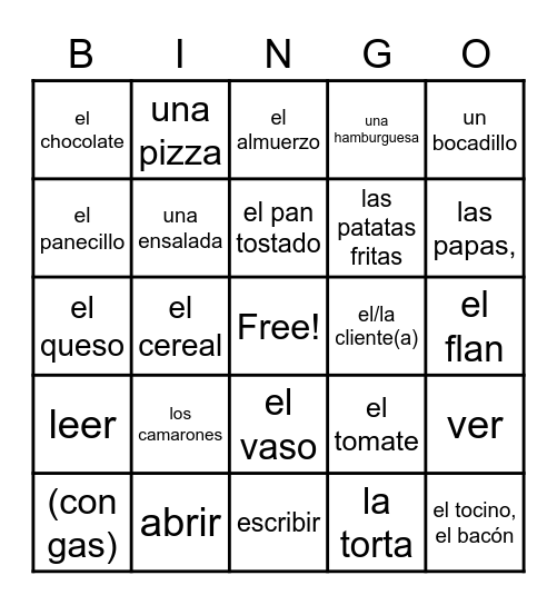 Asi Se Dice SP II Chapter 4 Bingo Card