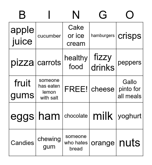 FOOD BINGO Card