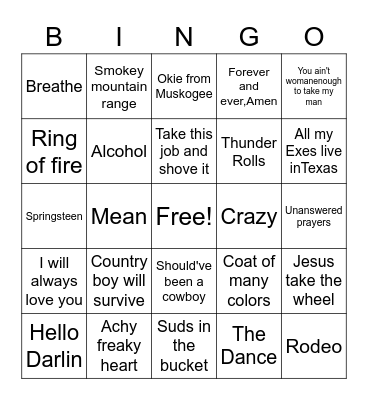 GREAT COUNTRY HITS Bingo Card