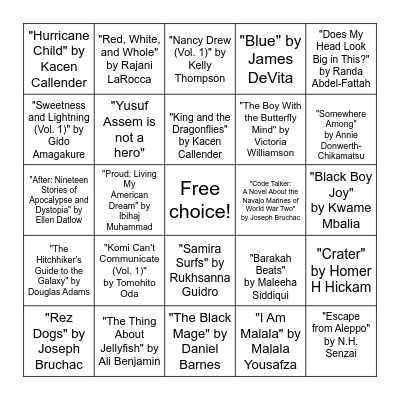 Lera’s March School Library Reading Challenge Bingo Card