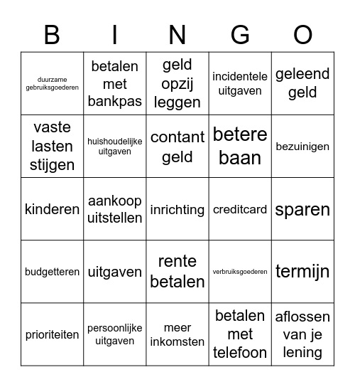 Rondkomen Bingo Card