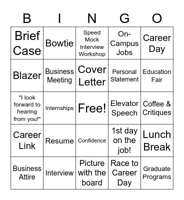 Career Week Bingo Card