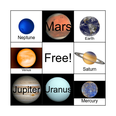 Solar System Bingo Card