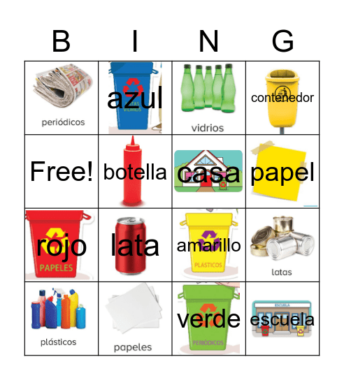 El Reciclaje Bingo Card