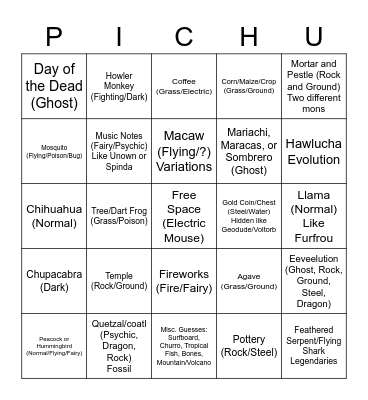 Pokémon Scarlet/Violet Bingo Card