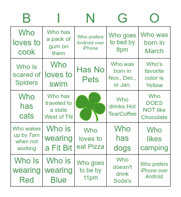 Getting to Know Others Bingo Card