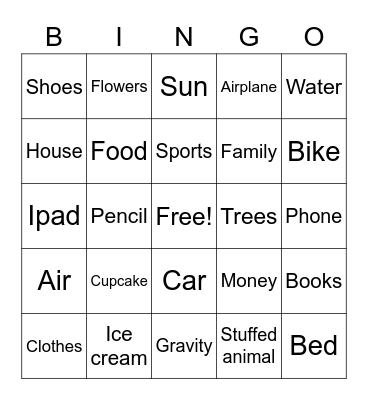 Need vs. Wants Bingo Card