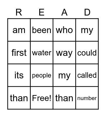 READ Bingo Card