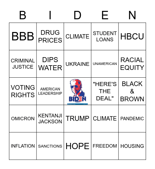 SOTU BINGO Card