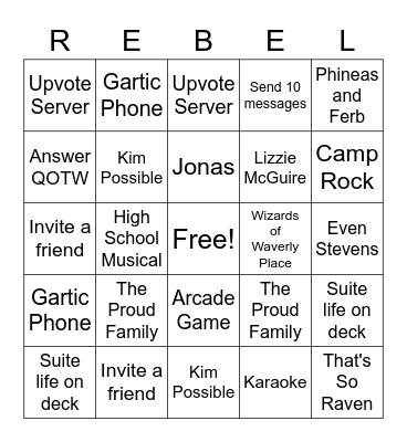 Rebels in Neverland - March Bingo 2022 Bingo Card
