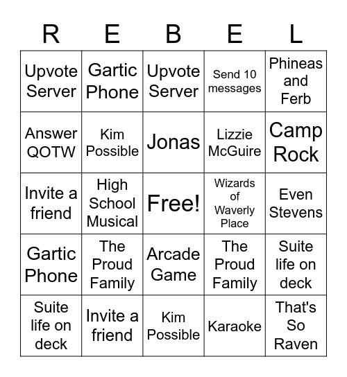 Rebels in Neverland - March Bingo 2022 Bingo Card