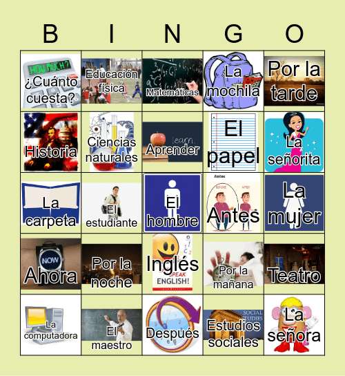Clases, personas y títulos Bingo Card