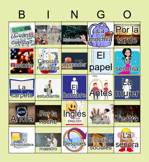 Clases, personas y títulos Bingo Card