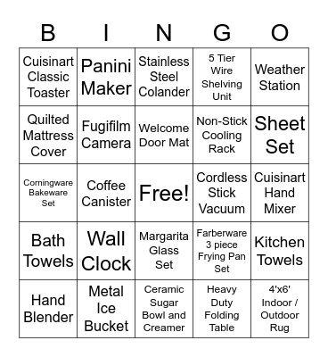 Andrea's Bridal Shower Bingo Card
