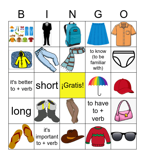 Unidad 6: Así se dice 3 Bingo Card