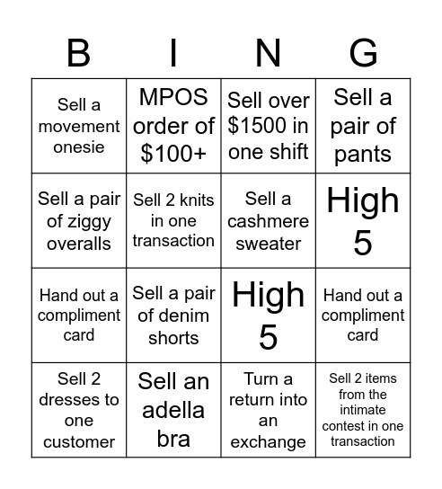 March Week 1 Bingo Card