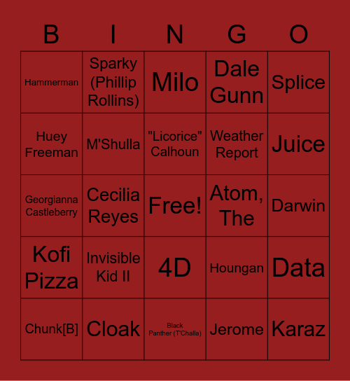 Not Quite Black History Month Bingo Card