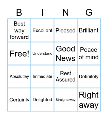 Positive Language Bingo Card