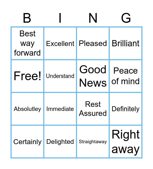 Positive Language Bingo Card