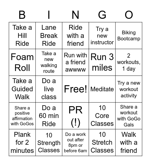 March BinGO GO Girls!! Bingo Card