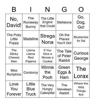 Children's Book Bingo Card