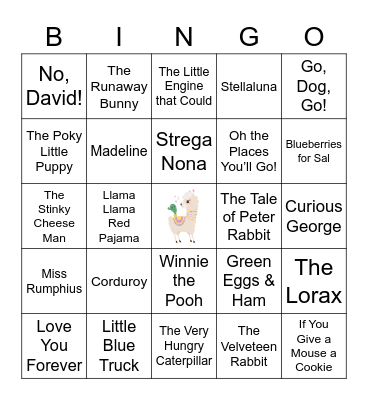 Children's Book Bingo Card