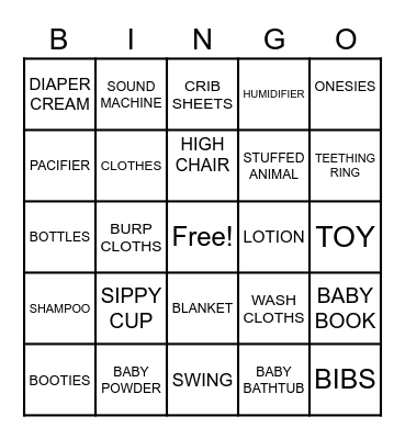 BABY SHOWER BINGO Card