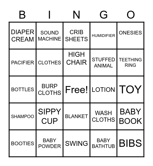 BABY SHOWER BINGO Card