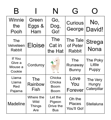 Children's Book Bingo Card