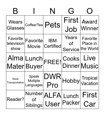 BICC Bingo Card