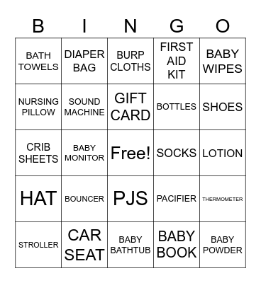 BABY SHOWER BINGO Card