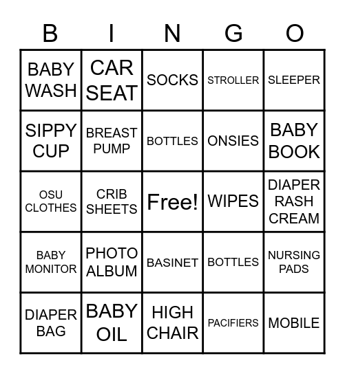 BABY SHOWER BINGO Card