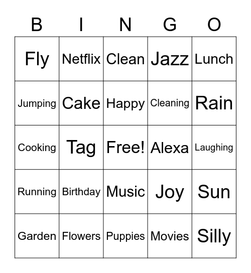 Fun Words Bingo Card