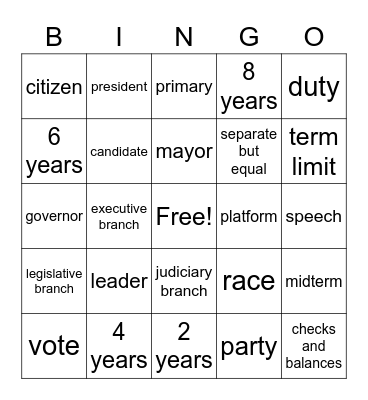 Election Bingo Card