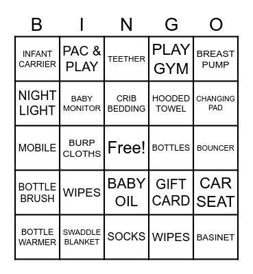 BABY SHOWER BINGO Card